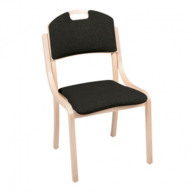 Polsterstuhl mit Armlehnen, Sitz- und Rücken gepolstert, Gestell Holz, 